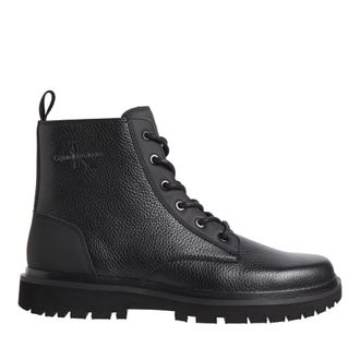Calvin Klein Black Pebbled Leather Mid Ankle Boots