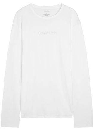 Calvin Klein Logo-embroidered Cotton T-shirt - White - S