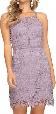 She + Sky Sleeveless Lace Bodycon Dress In Lilac Grey