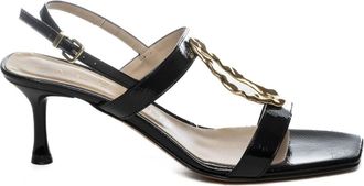 Albano 5578 Sandalen met Hoge Hak - Dames - Sandalen met hakken - Zwart - 38 EU - Leer - Schoenen