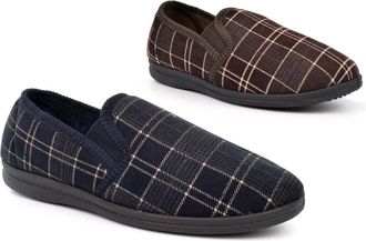 Generic Mens Carpet Slippers Size 6 Boys Slippers Size 8 Mens Extra Large Slipper Carpet Slipper Extra Large Sizes Slip On Sizes 6-14 Brown/Navy 11 UK