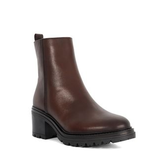 Dune London Womens Ladies Priced - Chunky Cleated Sole Boots - Brown Leather - Size UK 7