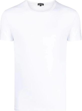 Ermenegildo Zegna Slim Fit Stretch Katoenen T-Shirt - Heren - T-shirts - Wit - 2XL - Katoen - Tops