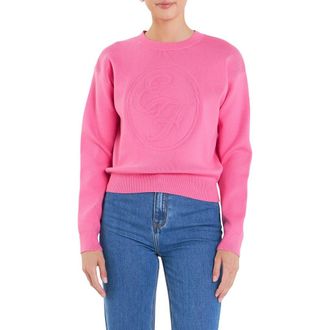 English Factory Sports Club Embossed Monogram Crewneck Sweater in Pink at Nordstrom Rack, Size X-Small