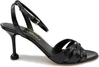 Ninalilou Sandaal met spiegeleffect - Dames - Sandalen met hakken - Zwart - 38 EU - Leer - Schoenen