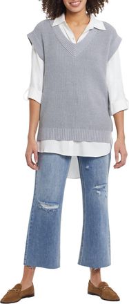 Tribal Silvia Long Sweater Vest In Grey