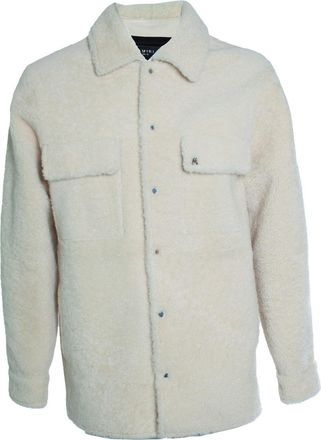 Amiri logo print shearling jacket