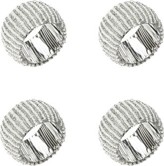 Tiramisu Set Of 4 Glacier Stripe Beaded Cuff Napkin Rings