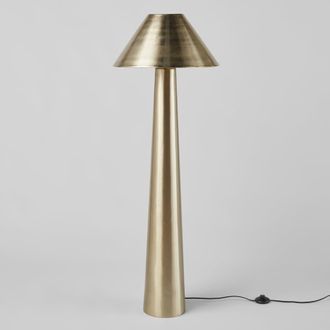Maisons du monde L&aacute;mpara de pie c&oacute;nica de acero dorado, 130 cm