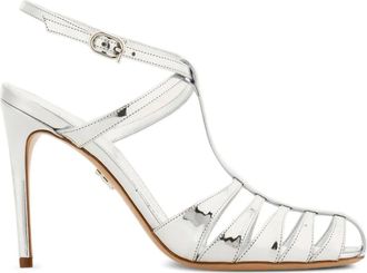 Ferragamo 90mm cage stiletto sandals - women - Goat Skin/Lambskin/Goat Skin/Calf Leather - 11.5C - Silver