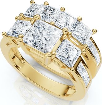 Pompeii3 3 1/2Ct Princess Cut Diamond Engagement Ring Set 14k Gold or Platinum Lab Grown