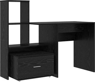 vidaXL Escritorio con cajón Roble negro 131.5 x 50 x 106.5 cm Vidaxl