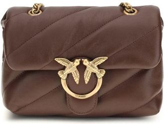 Pinko Bruine Kalfslederen Bos Taurus Schoudertas