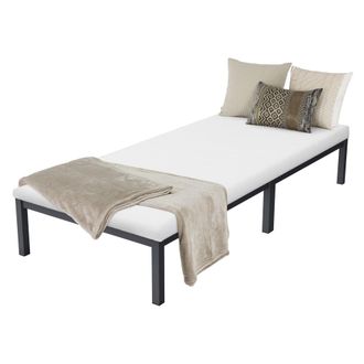 ML Design Ml-design - Cama De Estructura Metalica Antracita 90x200 Cm Sobre Marco De Acero Inoxidable Con Colch&oacute;n De Espuma Fr&iacute;a 10cm De Altura Con Certificaci&oacute;