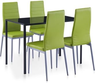 vidaXL Vidaxl - Conjunto De Mesa Y Sillas De Comedor 5 Piezas Verde