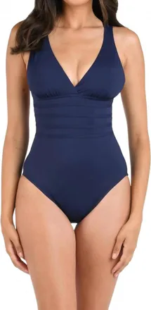 La Blanca Island Goddess Multi Strap Cross Back One Piece Swimsuit In Indigo
