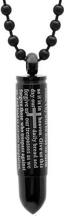 Steeltime Mens Lords Prayer Bullet Pendant Necklace in Black at Nordstrom Rack