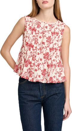 Wayf Romy Floral Pleated Top in Red Toile at Nordstrom, Size X-Large