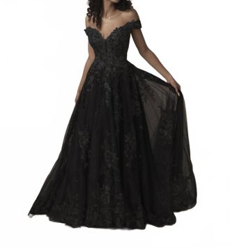 Allure Bridals Off The Shoulder Bridal Gown In Black