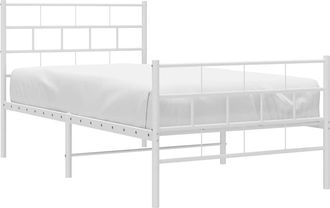 vidaXL Estructura Cama Sin Colch&oacute;n Con Estribo Metal Blanco 100x190 Cm Vidaxl