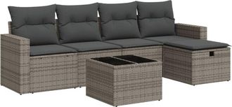 vidaXL Set De Muebles De Jard&iacute;n 6 Pzas Y Cojines Rat&aacute;n Sint&eacute;tico Gris Vidaxl