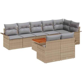 vidaXL Garden Sofa Set with Cushion Manual 9 pcs Beige and Light Grey vidaXL