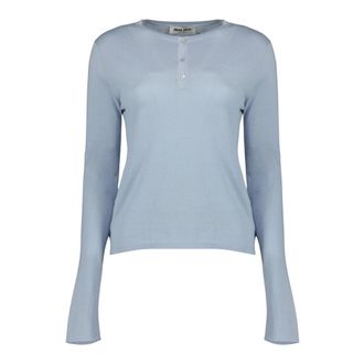 Miu Miu Long Sleeve Tops, female, Blue, Size: XS Long Sleeve Tops