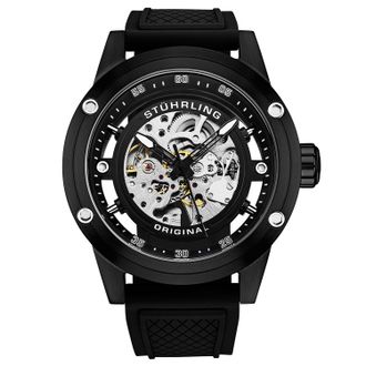 Stührling Mens Grandiose 4034 Automatic 50mm Skeleton - Black - One Size