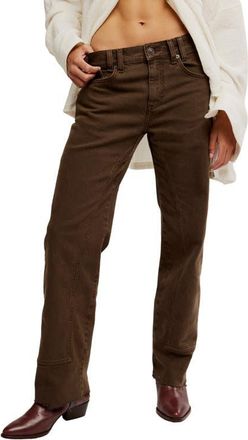 Free People Risk Taker Raw Hem Straight Leg Jeans in Workwear Brown at Nordstrom, Size 28