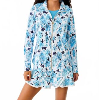 Lilly Pulitzer Leona Upf 50+ Zip-Up Jacket In Resort White Seashell Splendor
