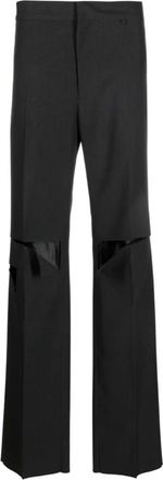 Givenchy Grijze wollen broek met cut-outs - Heren - Straight fit broeken - Grijs - M - Wol - Broeken