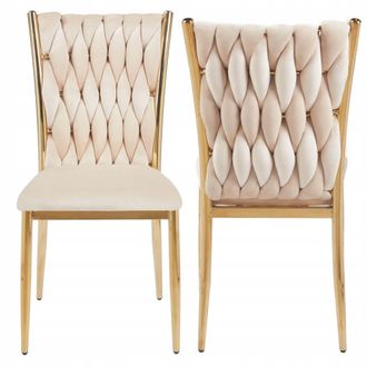 OEM Sedia Beige Intrecciata Con Morbido Velluto Su Una Struttura Dorata Furnitex
