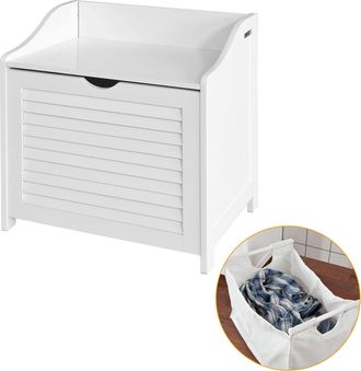 SoBuy Cesto Para La Colada,canasto Para La Ropa Sucia Con Un Saco,blanco Fsr40-w Sobuy Es