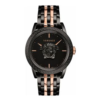 Versace Watches, male, Black, ONE SIZE, Empire Black Rose Gold Steel Watch