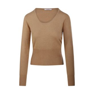 Max Mara Vetta Trui - Dames - Ronde hals truien - Bruin - XS - Wol - Truien & Vesten