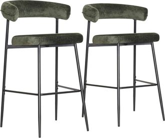 Happy Garden Set di 2 sgabelli da bar in tessuto verde THEA