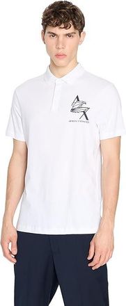 A|X Armani Exchange AX Eagle Logo Polo Mens Clothing White : 2XL, Cotton