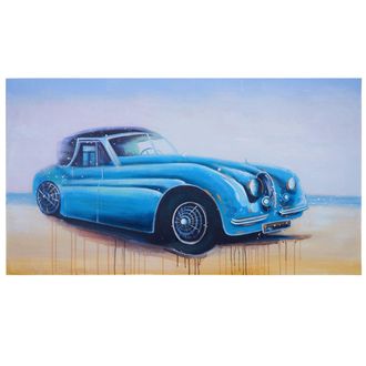Hhg Hhg - Pintura Al &Oacute;leo Coche Cl&aacute;sico, 100% Pintado A Mano Pintura Mural Xl, 140x80cm