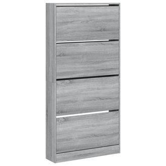 vidaXL Vidaxl - Mueble Zapatero 4 Cajones Abatibles Gris Sonoma 80x21x163,5 Cm