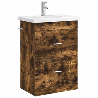 vidaXL Juego De Muebles De Ba&ntilde;o Roble Ahumado 61 X 40 X 84,5 Cm Vidaxl