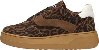 Unisa Fedy Sneakers met Pantherprint - Dames - Sneakers - Bruin - 41 EU - Su&egrave;de - Schoenen