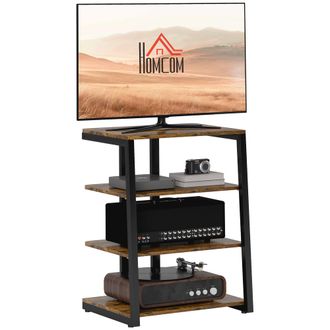 HOMCOM HiFi Rack Stand W/ 4-Tier Record Player Stand - Rustic Brown | TJ Hughes