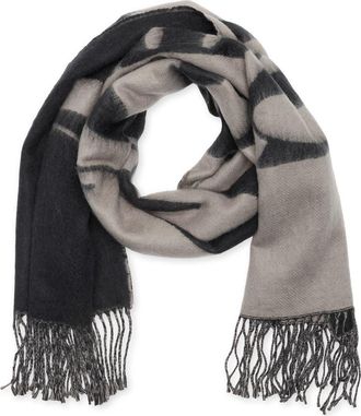 AllSaints Oppose Logo Oversize Scarf in Grey/Blue Multi at Nordstrom Rack
