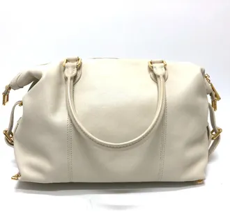 Louis Vuitton White Leather Boston Bag (Pre-Owned)