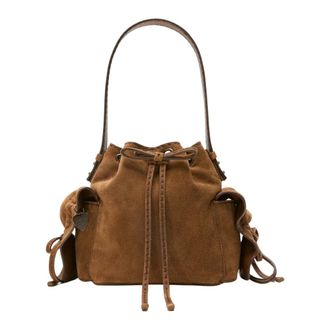 Acne Studios Bucket Bags, female, Brown, Size: ONE SIZE Multipocket Mini Bucket Suede