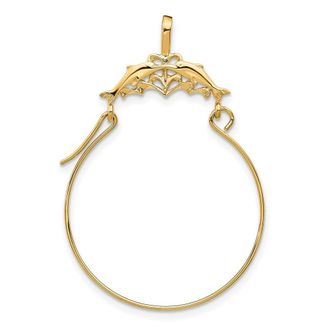 Diamond2Deal 14k Yellow Gold Double Dolphins Charm Pendant Holder Pendant