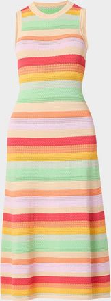 Shoshanna Keira Striped Mixed-Knit Midi Dress