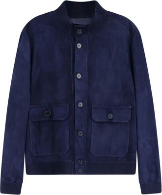 Salvatore Santoro Suede Bomberjack - Heren - Bomber jackets - Blauw - L - Leer - Jassen