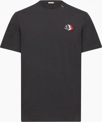 Moncler Mens Stripe Logo T-Shirt Navy - Size: 38