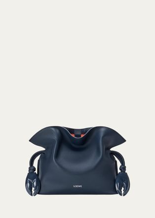 Loewe Flamenco Leather Claw-Embellished Clutch Bag